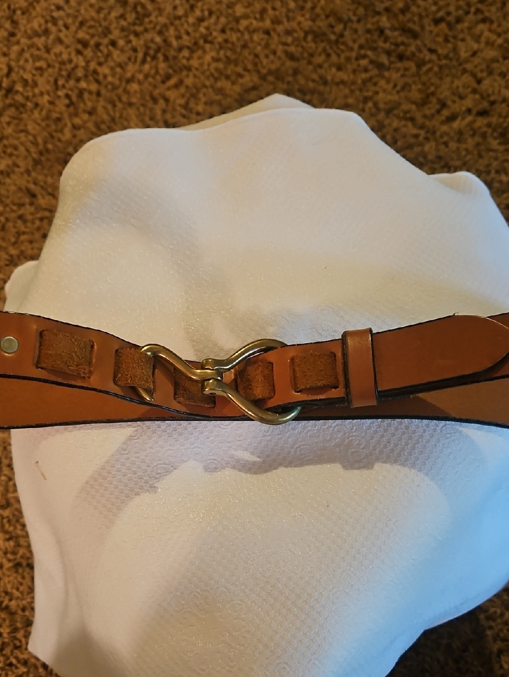Men's Tan Leather Belt with Gold Horsebit Accent Sz 36